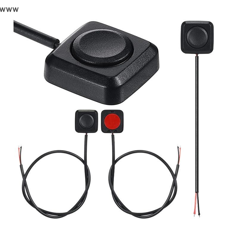 1ชิ้นปุ่มกดเปิดปิดชั่วขณะสวิตช์พลาสติกสีดำ12V 24V ปุ่มเตือนรถ DIY ไฟฉายติดพื้นผิวสวิตช์ปุ่มขนาดเล็ก