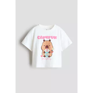 H&M(เอชแอนด์เอ็ม) เสื้อยืดผ้าฝ้ายลายพิมพ์ เด็กหญิง 1348474_1