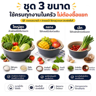 【ใหญ่-กลาง-เล็ก】3 ขนาด กระต่ายรองน้ำ ล้างผักผลไม้ง่าย ล้างทำความสะอาดไม่ยุ่งยาก ซ้อนเก็บได้ ไม่กินที่