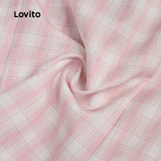 (New Arrival) Lovito เสื้อลําลองผู้หญิง สีชมพู เรียบง่าย มีปุ่มด้านหน้า สไตล์ลําลอง เหมาะสําหรับฤดูใบไม้ผลิ/ฤดูร้อน เกาหลี อินเทรนด์ L197AD1030