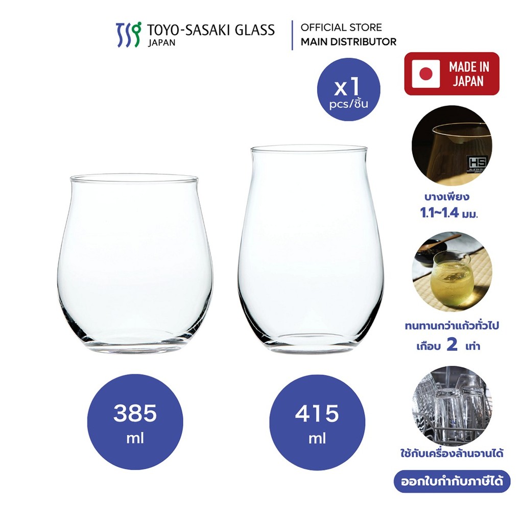 Toyo-Sasaki แก้วน้ำ Tulip tumbler, Fino (ราคาต่อ 1 ชิ้น) #TMB-I