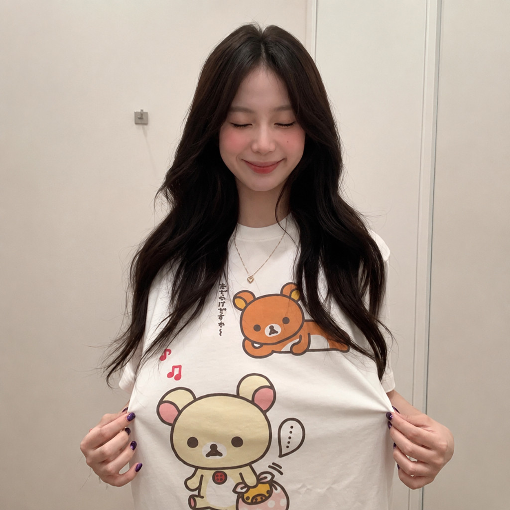 🧸ส่งจากไทย🧸 เสื้อยืดแขนสั้นพิมพ์ลายการ์ตูนหมีตลกสำหรับผู้หญิง
