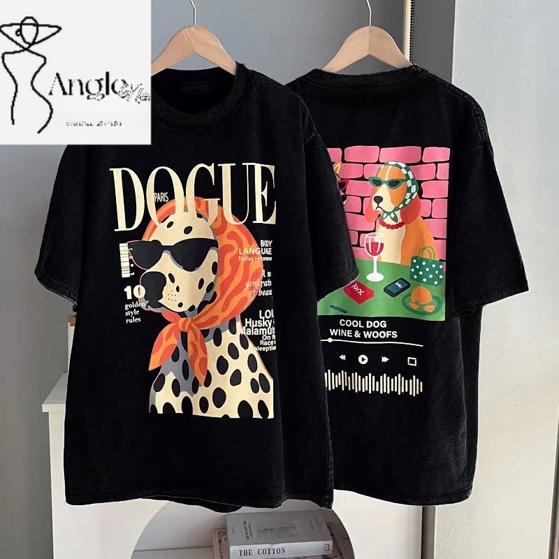(จัดส่งตลอด 24 ชั่วโมง)Angle Official เสื้อแขนสั้นผู้หญิง เสื้อยืดสไตล์เกาหลีแบบใหม่ ลายสวย ทันสมัย เข้ากับทุกชุด L57