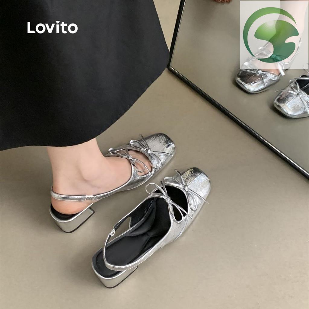 WA1 Lovito Casual Heels Bow French Lazy Style Chunky Heels Heels for Women LFA89027