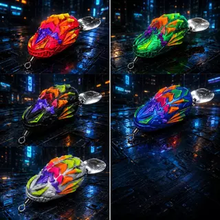 WOLF กบยาง โรโบ robo ขนาด 3.8cm 7.8 กรัม เบ็ด 1/O ตกปลา ช่อน ชะโด ใบหลิว 2 ใบ