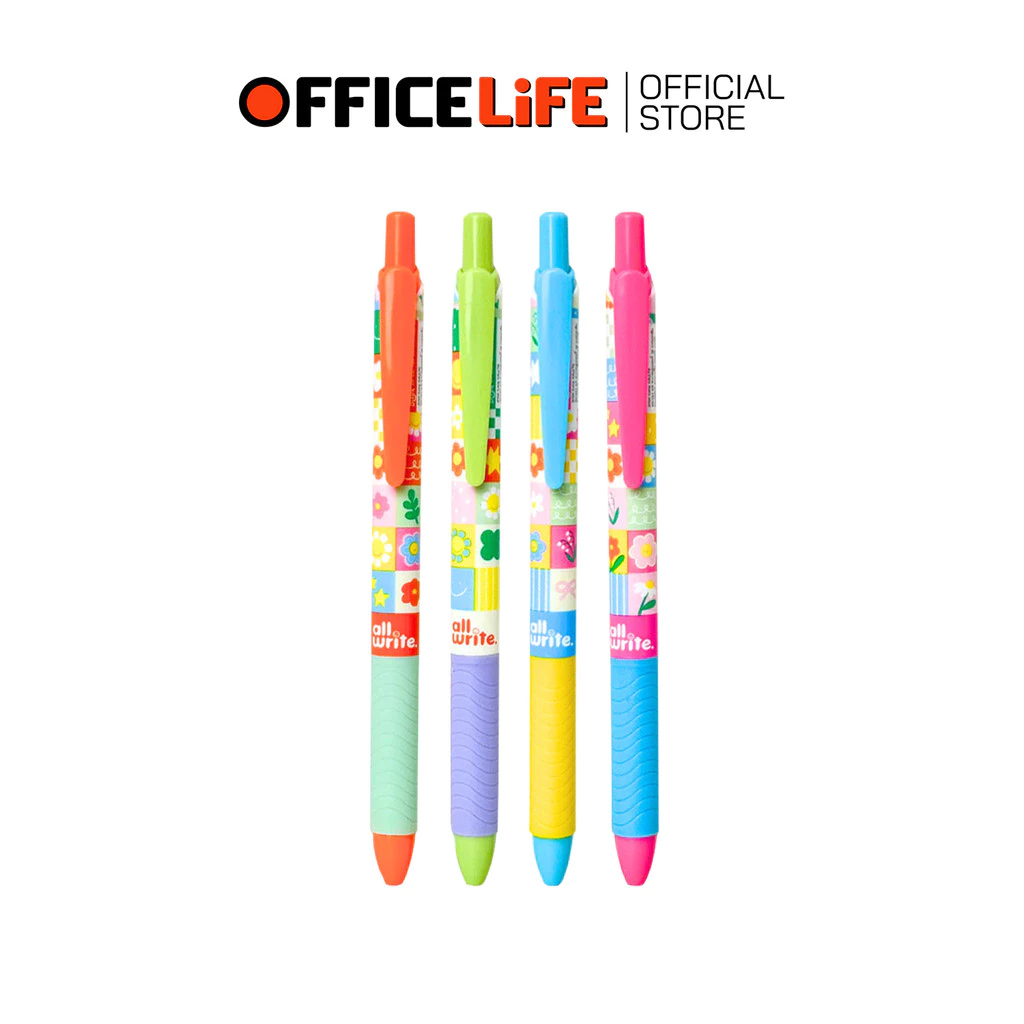 Allwrite (ออไรท์) Gel Pen ปากกาออไรท์ หมึกเจล ลายดอกไม้สุดคิวท์ รุ่น AW439 ( 1 ด้าม / คละสี )