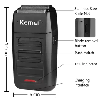 Kemei KM-1102 เครึองโกนหนวดแบบชาร์จไร้สายสำรับผุ้ชายมีดโกนหนวด2in1สำรับหนวดยาวสัน ฟรีถุงพกพา V353