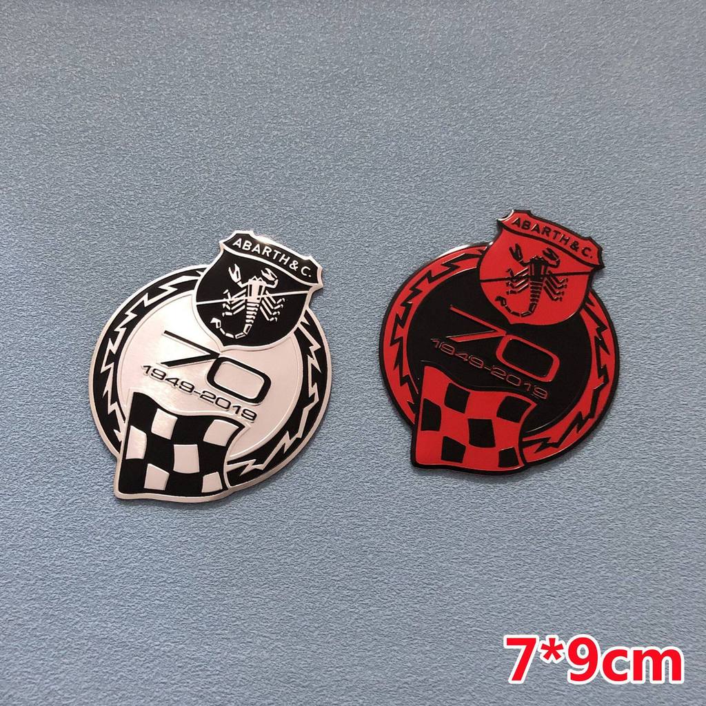 เหมาะสําหรับ ABARTH 70th Anniversary Edition สติกเกอร์รถ ABARTH Scorpion Shield สติกเกอร์รถโลหะดัดแป