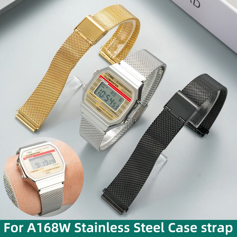 A168 การปรับเปลี่ยนนาฬิกา Mod Kit สําหรับ Casio A168W A168WA สแตนเลสนาฬิกาสายคล้องนาฬิกาโลหะอุปกรณ์เ