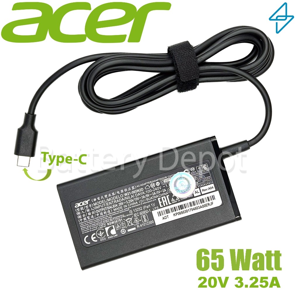 Acer Adapter ของแท้ Acer (สำหรับ Acer Swift Go SFG14-41 Series) 65W Type-C สายชาร์จ เอเซอร์ อะแดปเตอ