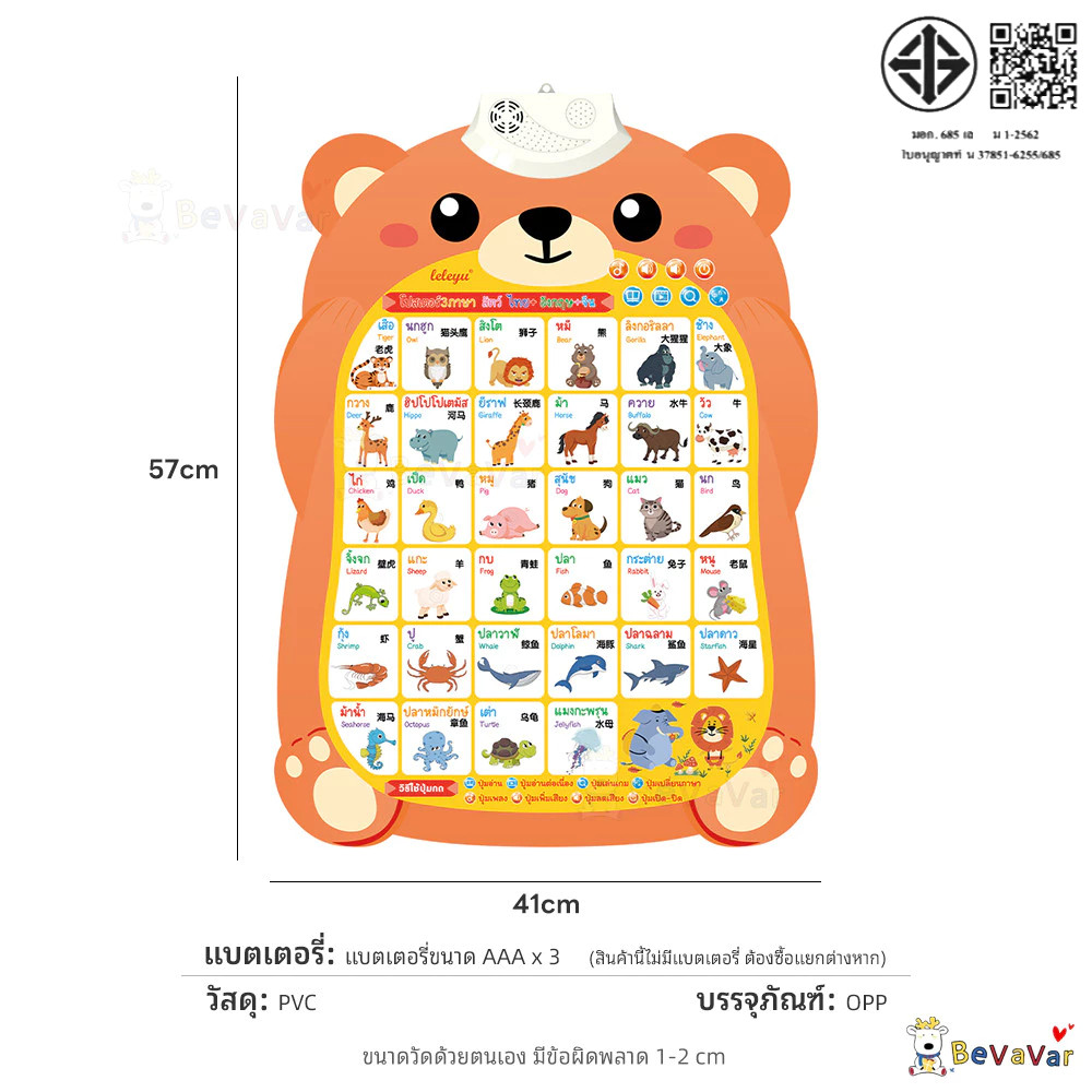 โปสเตอร์พูดได้ 3 ภาษา ของเล่นสอนคำศัพท์ รูปที่ 6