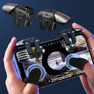 ปุ่มยิงเกม 4 ขา พร้อมถุงนิ้ว จอยมือถือ อุปกรณ์ช่วยเล่นเกม สำหรับเกม FPS และ MOBA