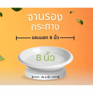 จานรองกระถาง ถาดรองกระถางต้นไม้ ถาดรองกระถางต้นไม้ 8 นิ้ว 10 นิ้ว 12 นิ้ว เบอร์15 เบอร์17 (สีขาว)