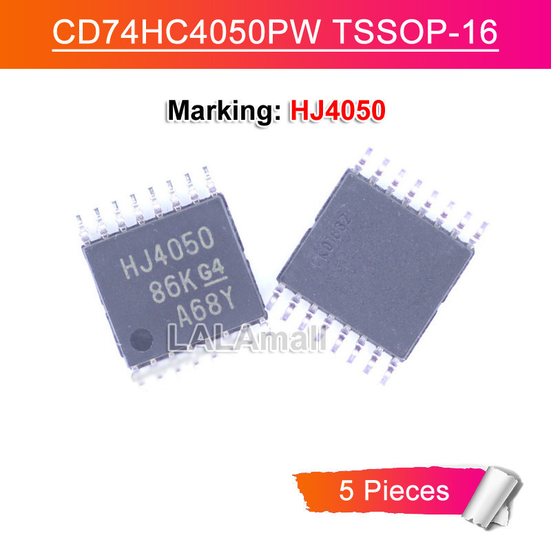 5pcs CD74HC4050PW TSSOP-16 CD74HC4050 CD74HC4050PWR 74HC4050PW TSSOP16 เครื่องหมายHJ4050 SMD ความเร็