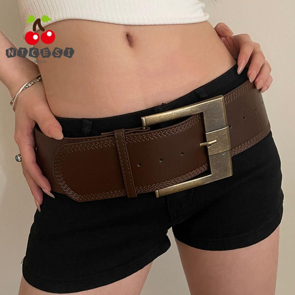 ดีซี เข็มขัดหนัง หัวเข็มแฟชั่น กว้างวินเทจ สําหรับผู้หญิง ของขวัญ