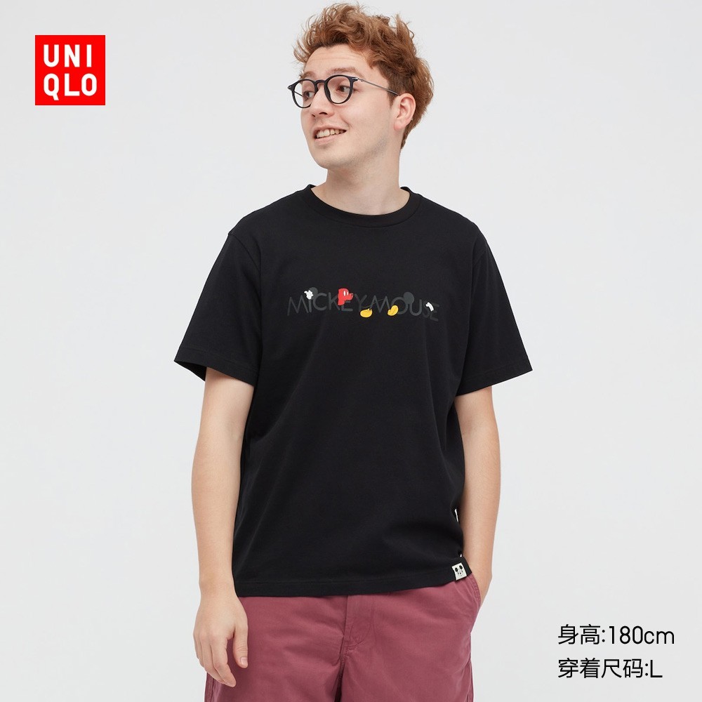 UNIQLO ยูนิโคล่ เสื้อยืดแขนสั้นพิมพ์ลายมิกกี้เมาส์สําหรับผู้ชายและผู้หญิง 434375