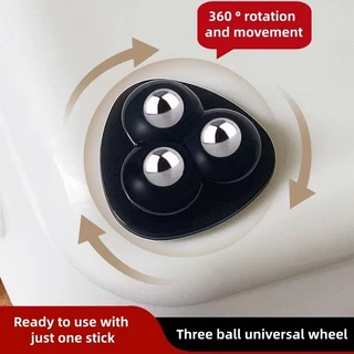 ใหม่ 4PCS Self-Adhesive 3-Ball ล้อ Mini Swivel Rollers สําหรับเฟอร์นิเจอร์กล่องเก็บถังขยะ Smooth Gliding Sticky ฐาน