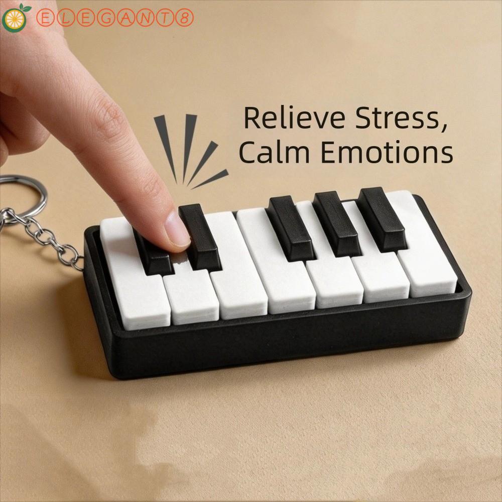 AELEGANT เปียโนความเครียด Clicker พวงกุญแจ, ความแปลกใหม่ Mechanical Touch Fidget Piano Charm พวงกุญแจ, 3D พิมพ์คลิกเสียง 12 คีย์กดเปียโนคีย์บอร์ด Clicker เด็กของขวัญ