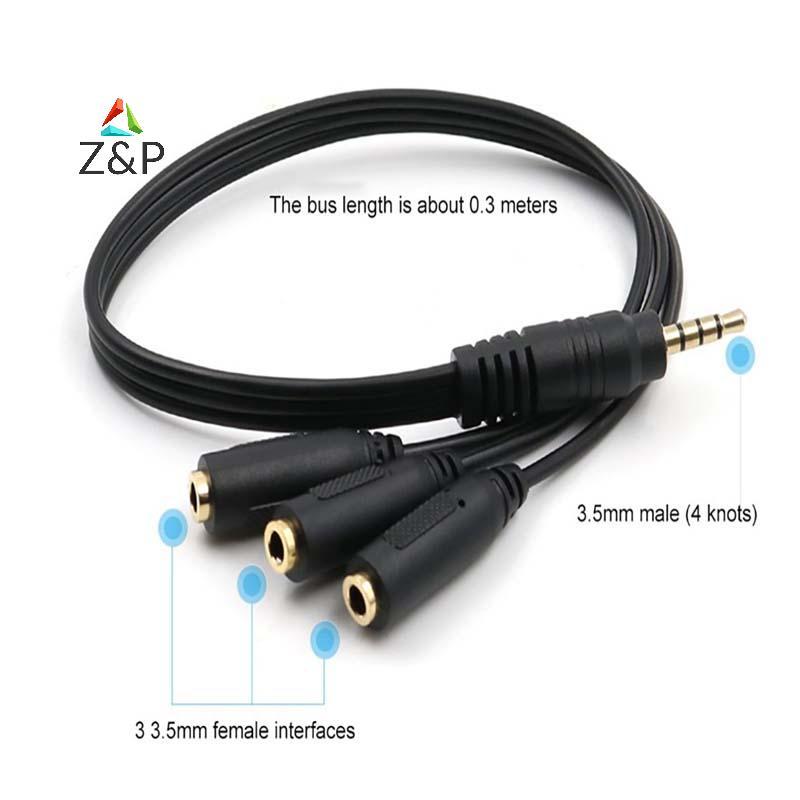 Z&P Aux Multi หูฟังหูฟังอะแดปเตอร์แยกเสียง 3.5 มม. Ja HUB แยกสาย COD