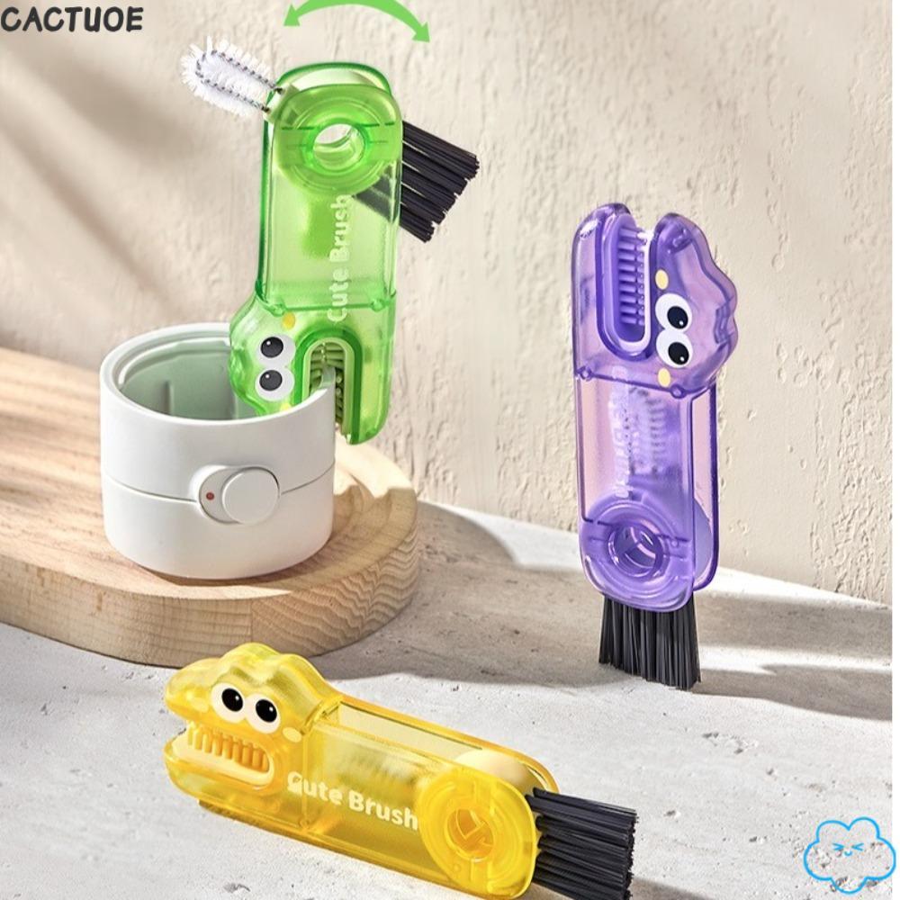 CACTUOE แปรงทําความสะอาดรอยแยก,มัลติฟังก์ชั่น 3in1 3 In 1 แปรงทําความสะอาดฝาถ้วย,จระเข้แน่นพื้นที่ทํ