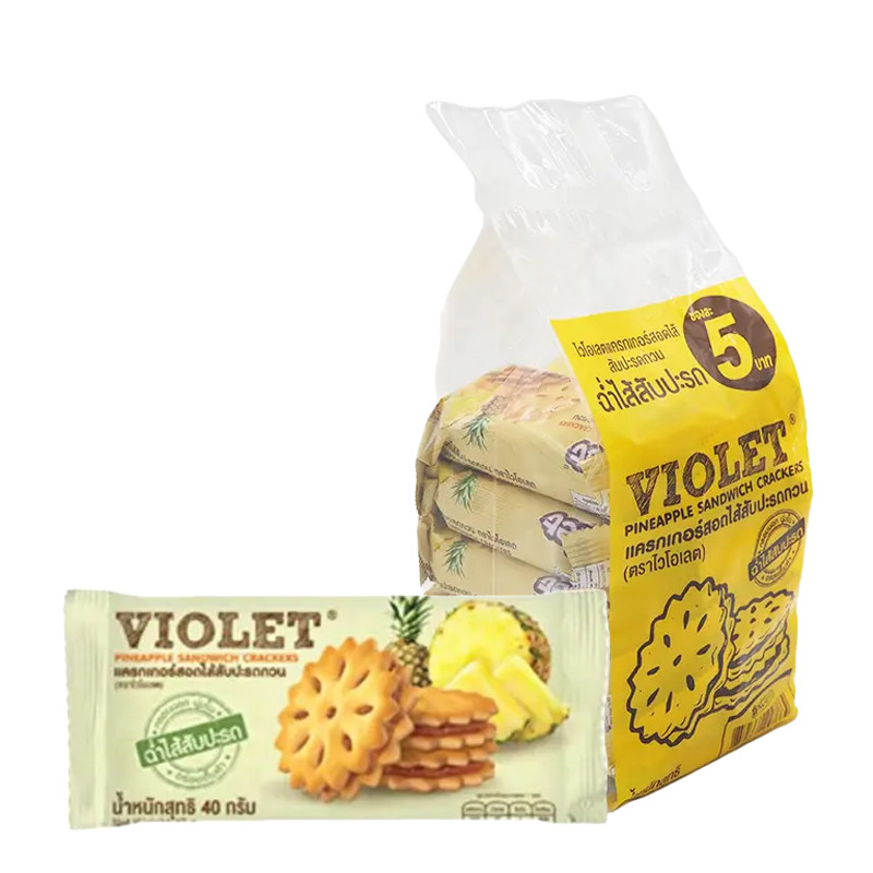 ไวโอเลต แครกเกอร์ สับปะรดกวน 32/40 ก. X 12 (VIOLET CRACKER Pineapple 32/40 g X 12) โปโลแมน POLOMAN