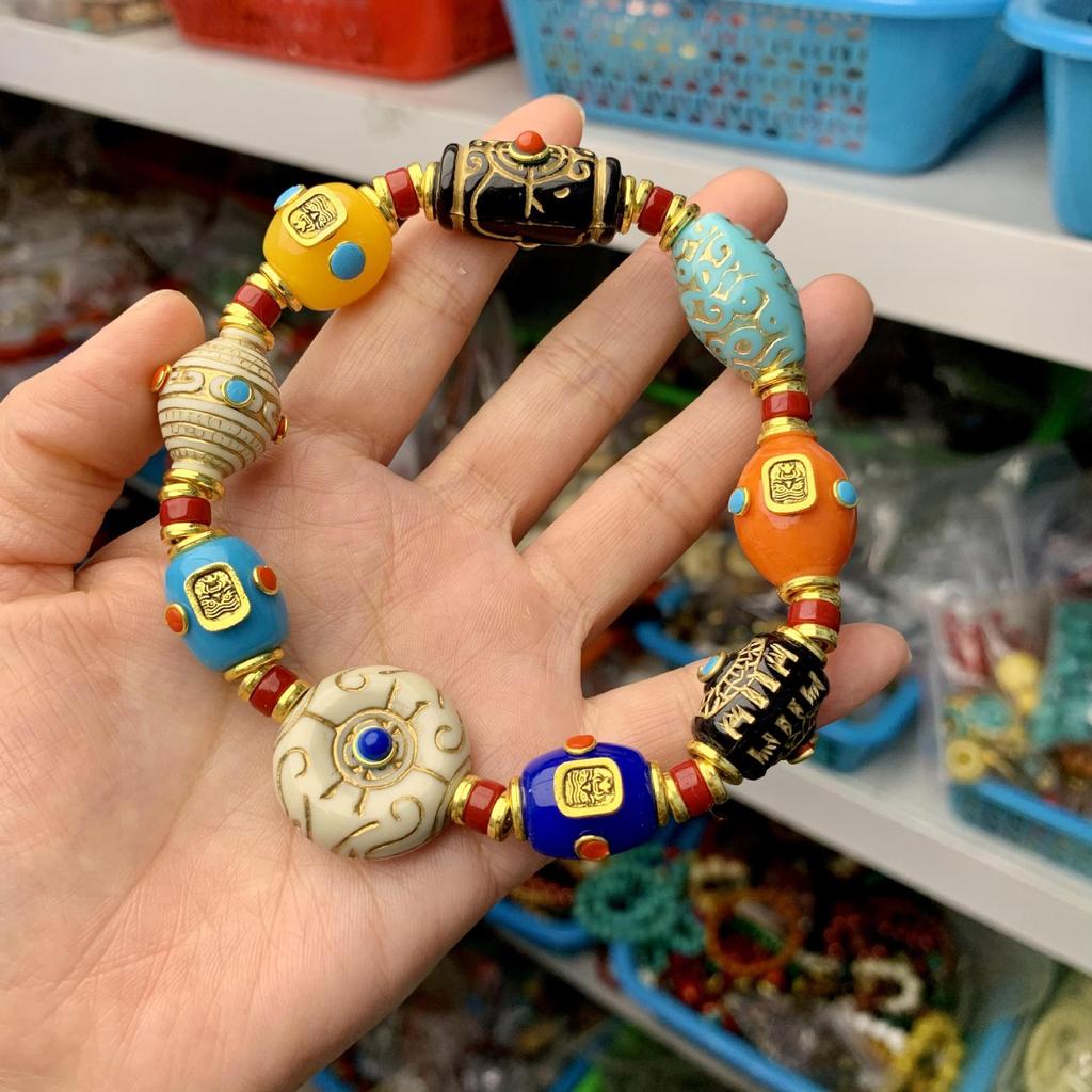 [สินค้าใหม่พร้อมสต็อก] สไตล์ทิเบตเนปาลฝัง Multi-treasure สร้อยข้อมือสร้อยข้อมือ King Kong Star Moon Bodhi 108 อุปกรณ์เสริมอุปกรณ์เสริม20260529