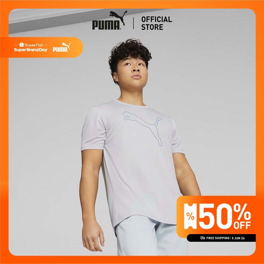 PUMA TRAINING - เสื้อยืดออกกำลังชาย Performance Cat สีเทา  - 52031580