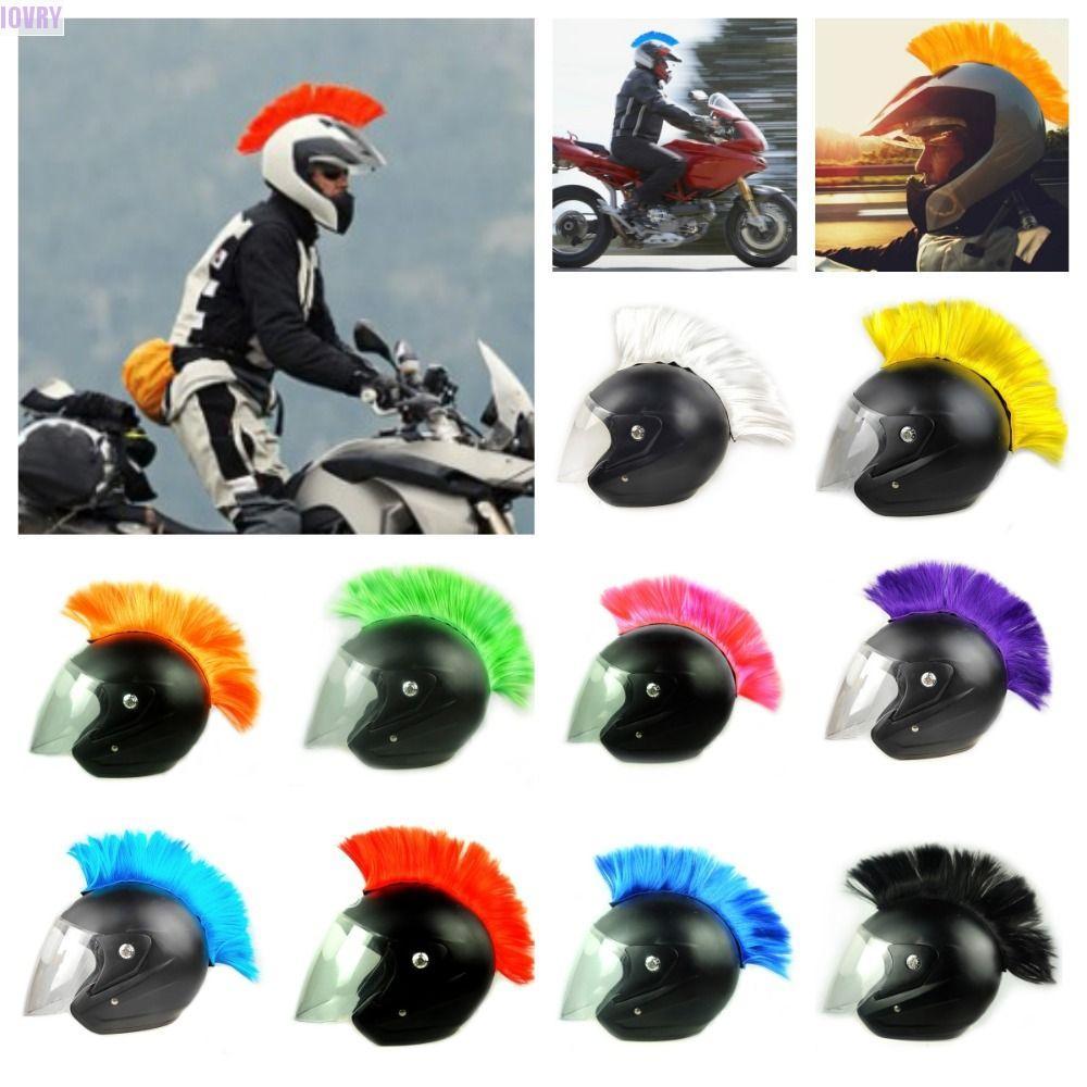 วิกผมติดหมวกกันน็อค โมฮอว์ก สีธรรมชาติ ตกแต่งผมเต็มใบหน้า อุปกรณ์เสริมหมวกกันน็อค สติกเกอร์ตกแต่งหมวกกันน็อค ปิดถนน