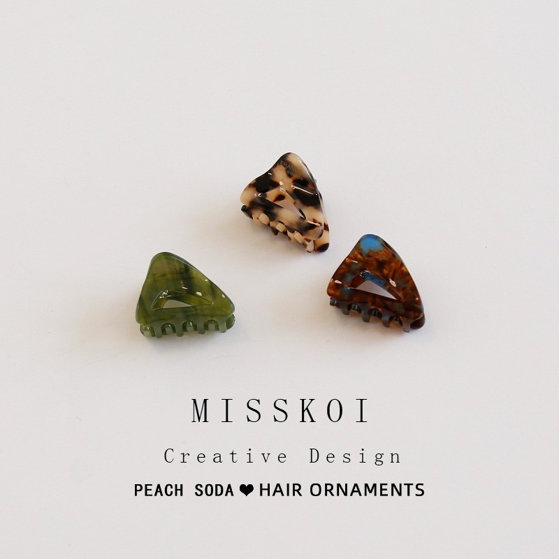 MISSKOI Acetate สามเหลี่ยมขนาดเล็กคว้าคลิปหน้าผาก Bangs คลิป Classy Simple Back Head Half-Tie ผมคว้า Headdress ผู้หญิง
