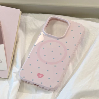 Magnetic Contrast Color Simple Polka Dot iphone เคสโทรศัพท์เหมาะสําหรับ iphone17/16/15/14/13/12 promax เคสป้องกัน
