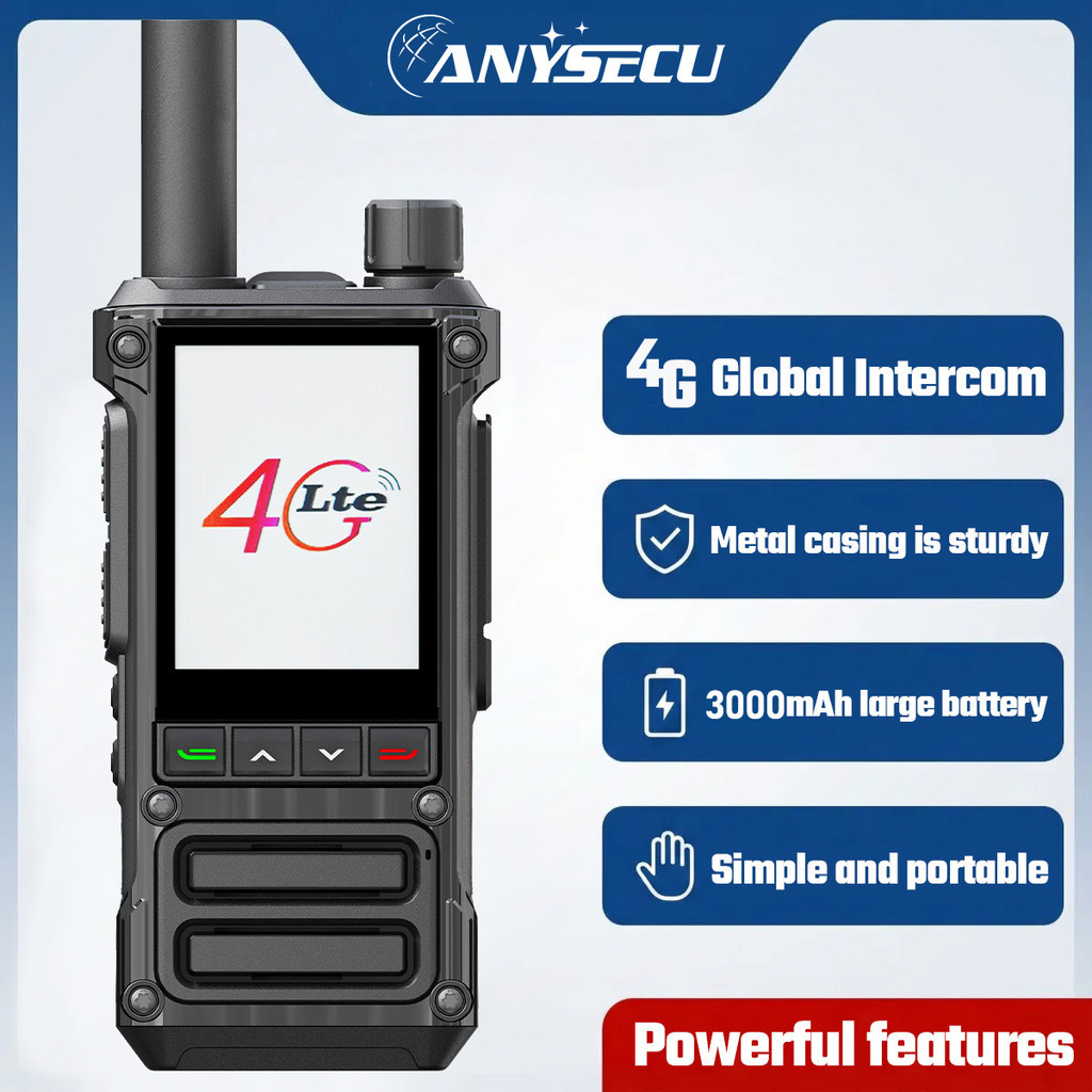ANYSECU T85 Walkie Talkie 4G POC พร้อมกล้อง GPS WiFi BT Android 8.1 Zello Real-PTT 3000mA