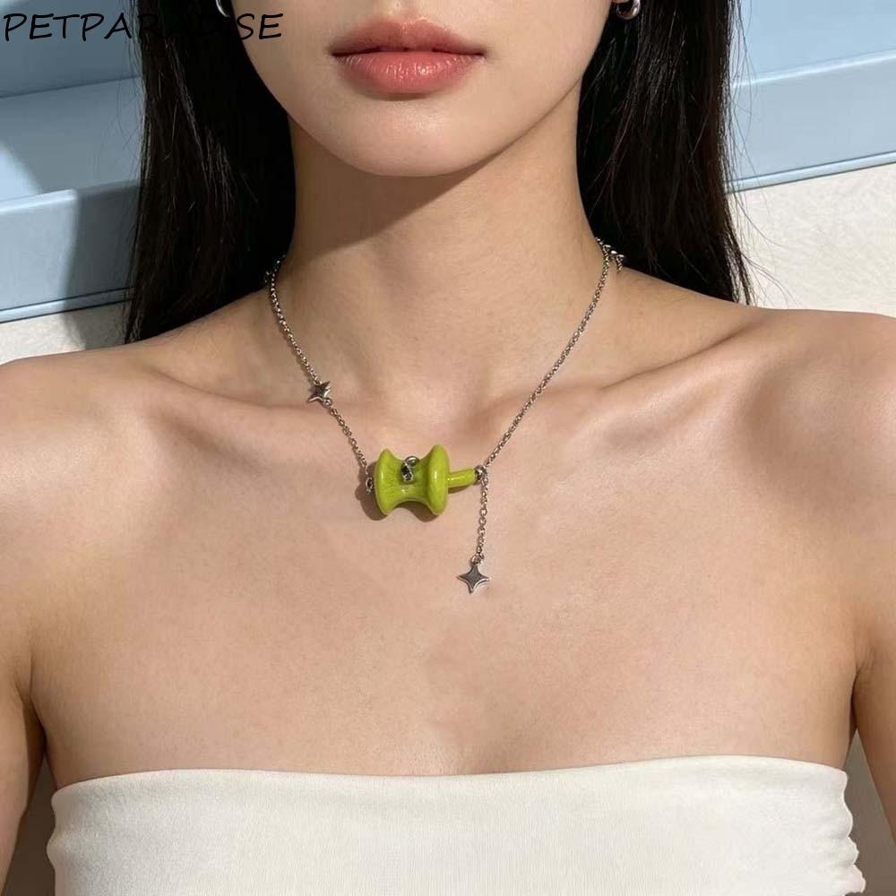 PETPARADISE เค้นคอผลไม้สีเขียวมะนาวชั้นสีเขียว Pip ชุดเครื่องประดับ, จี้ฤดูร้อนน่ารัก Charm เคลือบคร