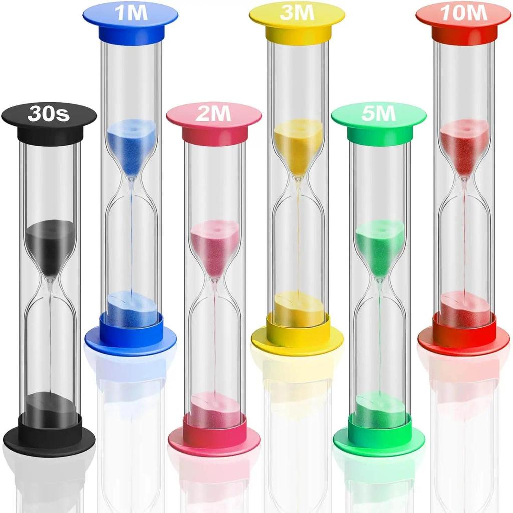 6Pcs Sand Hourglass Mini Colorful Sand Timer Sets 30sec/1min/2mins/3/5mins/10mins Sand Clock Timer f