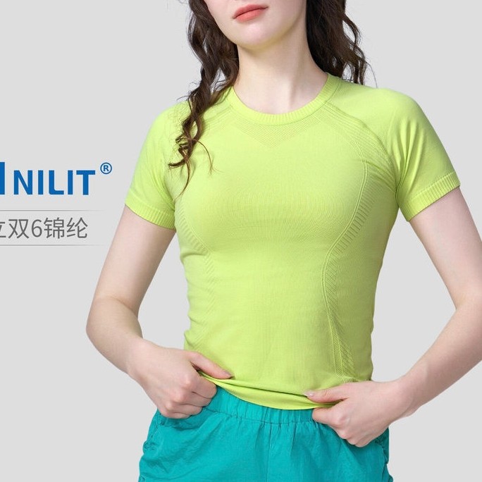 [Nylon 66 Nylon High-End NILIT] เสื้อยืดแขนสั้นกีฬา Casual All-Match Outdoor Running Fitness Quick-