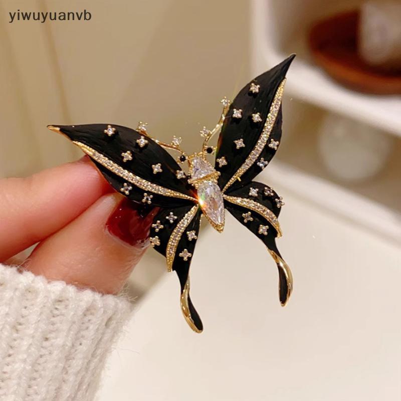Yiwuyuanvb] เข็มกลัดผีเสื้อขนาดใหญ่ประณีตสําหรับผู้หญิงสาว Vintage เคลือบ Pins อเนกประสงค์เงา Corsage เสื้อผ้าอุปกรณ์เสริมของขวัญใหม่