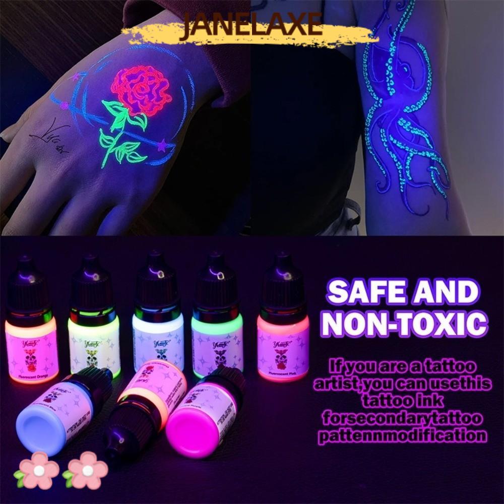 JANELAXE932JN หมึกสัก, Multi-Color Body Art Tattoo Ink Pigment, 5ml Professional เรืองแสงกึ่งถาวร Ta