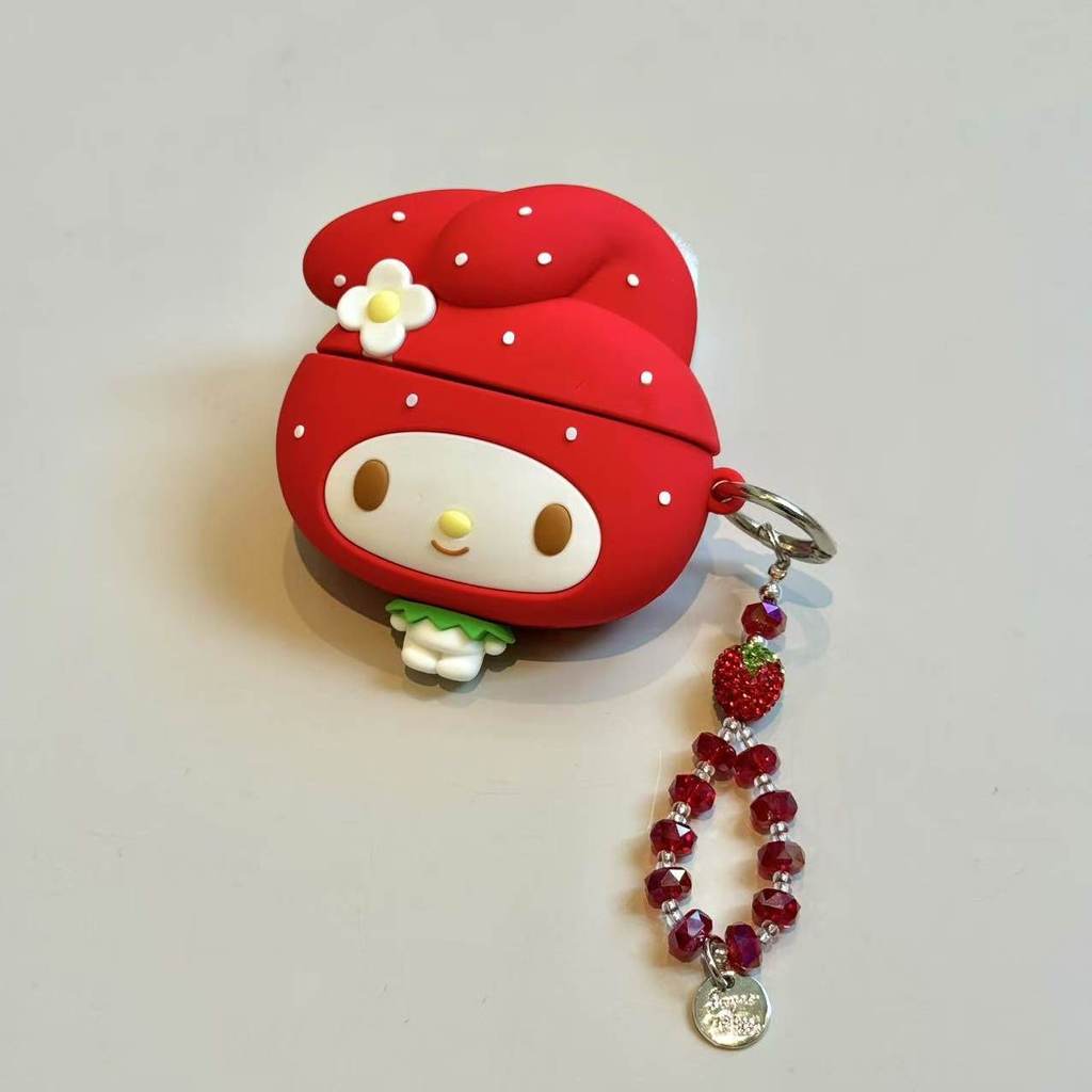 การ์ตูนน่ารักสตรอเบอร์รี่ฝุ่น ปลั๊กกันฝุ่นสําหรับ airpodspro3 เคสป้องกัน airpods4 หูฟังเคสป้องกัน AirPods Pro ไร้สายบลูทูธซิลิโคนหูฟังป้องกันการหล่นฝาครอบ