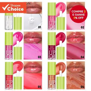 Óleo de Cuidado Labial Colorido 6 em 1 - Gloss Labial Transparente, Topo de Brilho Labial.