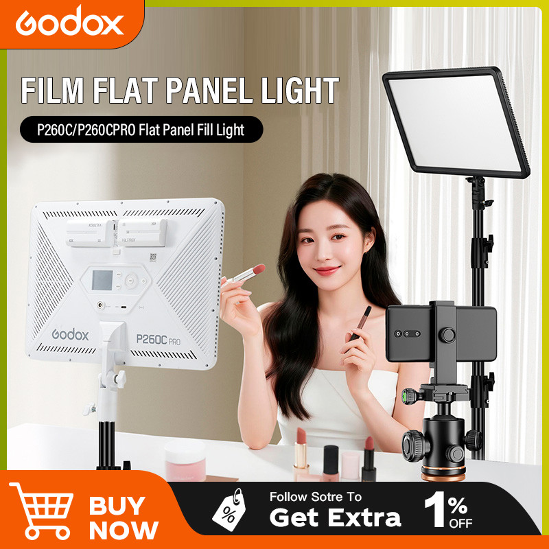 GODOX P260C/P260CPRO 2800-6500K Bi-Color LED Light Panel Dimmable Studio Video Light Lamp Panel สําห
