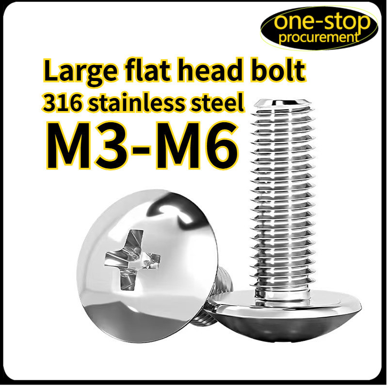 316 สแตนเลสข้ามสกรูหัวแบนขนาดใหญ่ M3/M4/M5/M6 * L4-100 มม.DSX001