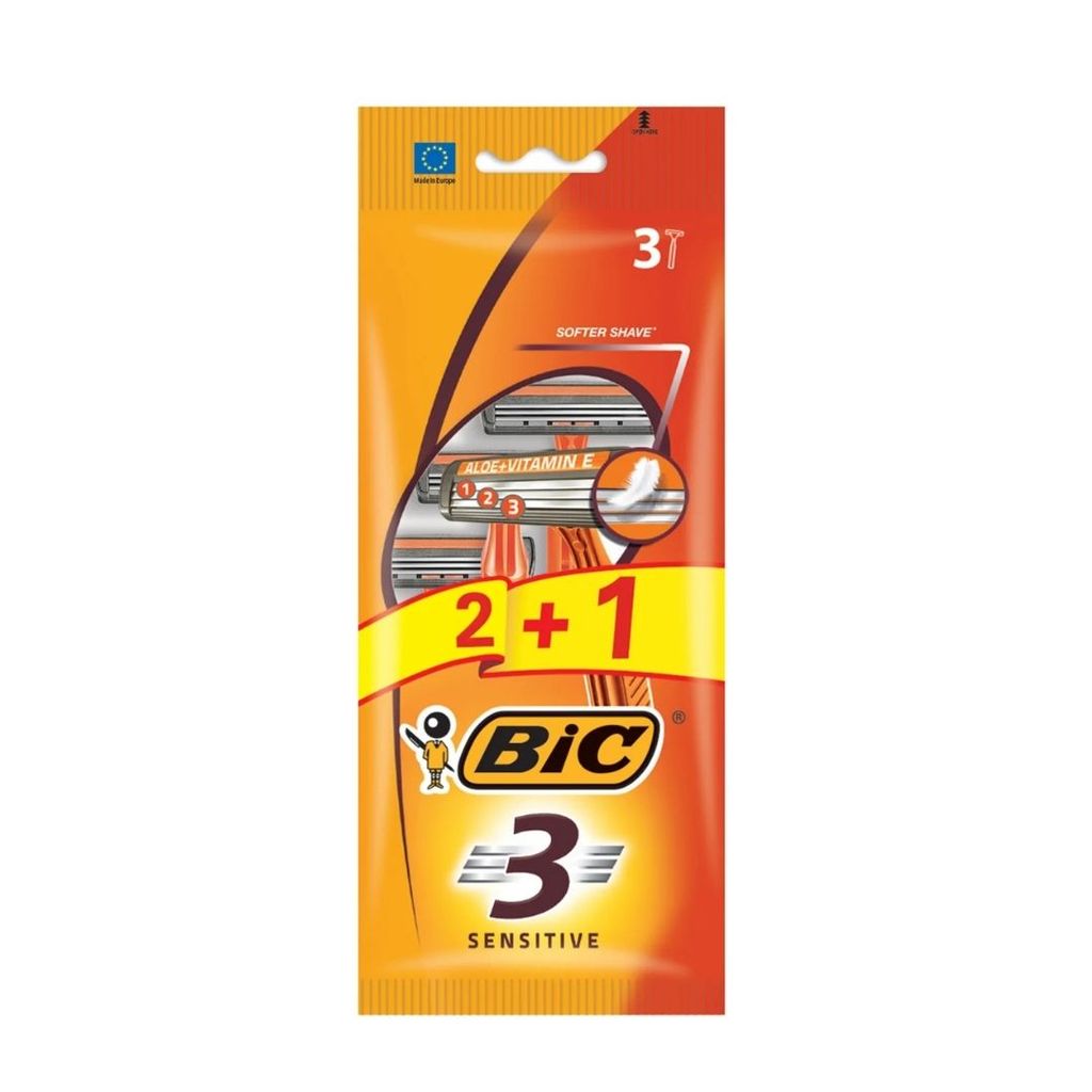 บิค มีดโกน3ใบมีด BIC 3 Sensitive Shaver 2Pcs.