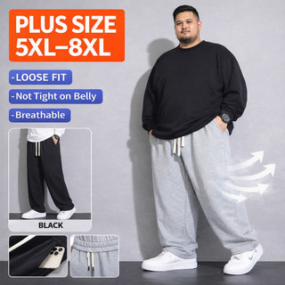 [5XL/8XL] Plus Size Baggy Pants for Men Wide Leg Straight Loose Fit Casual Unisex Long Trousers