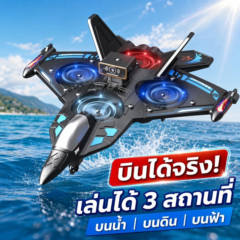 เครื่องบินบังคับวิทยุ เครื่องบินของเล่น รีโมท 24GHz ไจโร ทรงตัวอัตโนมัติ ไฟกลางคืน บินไกล