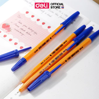 (สั่งซื้อขั้นต่ำ 3 ด้าม) ปากกาลูกลื่น 0.7mm Deli รุ่น EQ6S/EQ4 ด้ามเหลือง ด้ามใส (จำหน่าย 1 แท่ง)