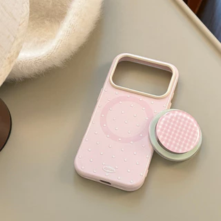 Simple ins Polka Dot เหมาะสําหรับ Apple 17pro max เคสโทรศัพท์ iphone16 นูน Glitter 15 วงเล็บแม่เหล็ก
