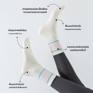 ถุงเท้าโยคะสำหรับสตรี สีชมพู ทำจากผ้าฝ้ายแท้ เหมาะสำหรับใช้ภายในฟิตเนสและพิลาทิส