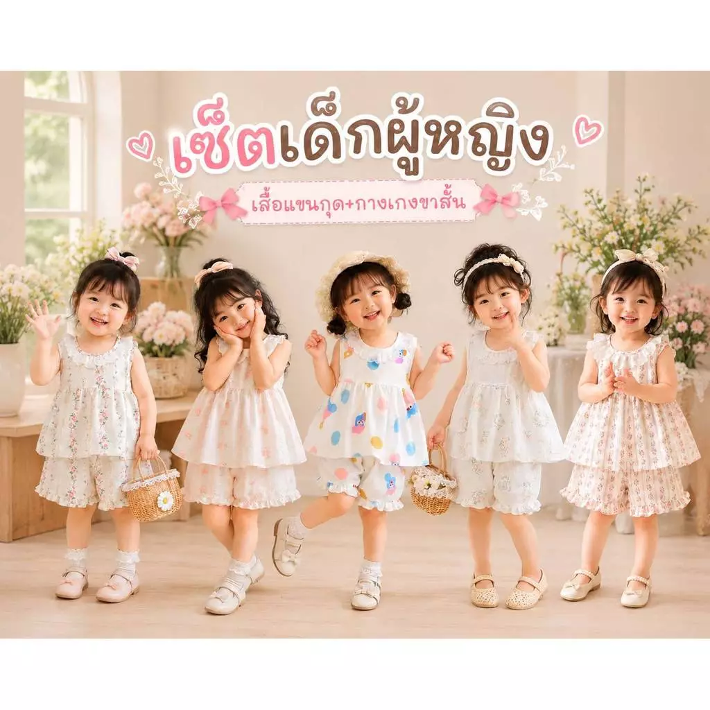 ชุดเซ็ตแขนกุดกางเกงขาสั้น ใส่เที่ยว ใส่อยู่บ้าน ลายน่ารัก แฟชั่นเด็กฤดูร้อน🍭