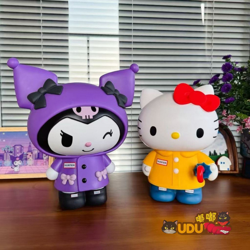 Creative Kuromi Piggy Bank Hand-Made การ์ตูน hello Kitty ตุ๊กตาตกแต่งห้องนั่งเล่นขนาดใหญ่-ความจุเด็ก Piggy Bank