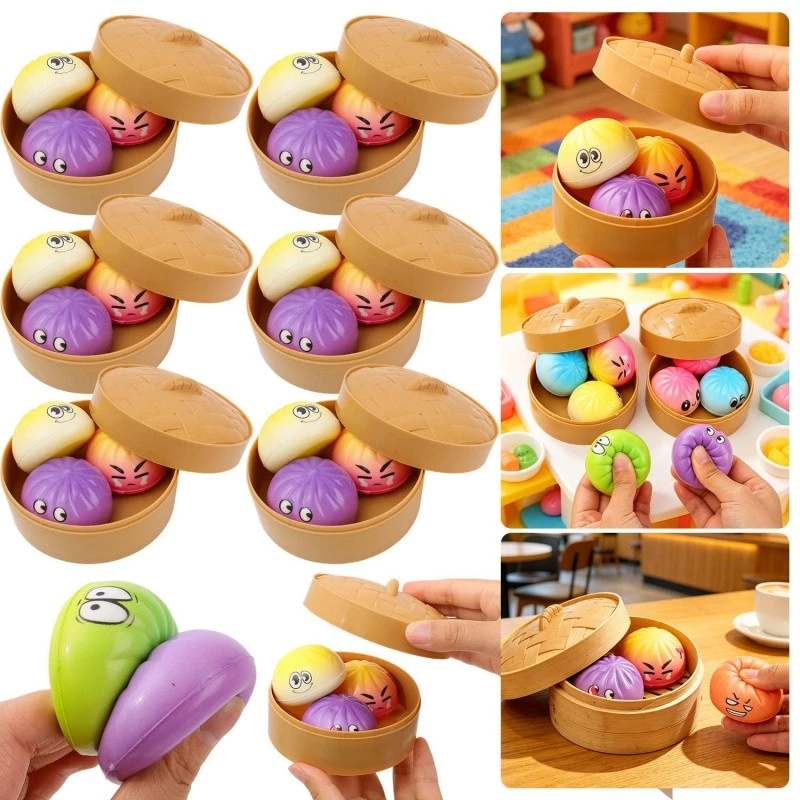 ของเล่นขนมปังขนาดเล็กจําลองสีสันสดใสการบีบอัด - ของเล่นบีบซาลาเปานึ่งน่ารัก ปู่ ยืดหยุ่นสูง