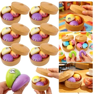 ของเล่นขนมปังขนาดเล็กจําลองสีสันสดใสการบีบอัด - ของเล่นบีบซาลาเปานึ่งน่ารัก ปู่ ยืดหยุ่นสูง